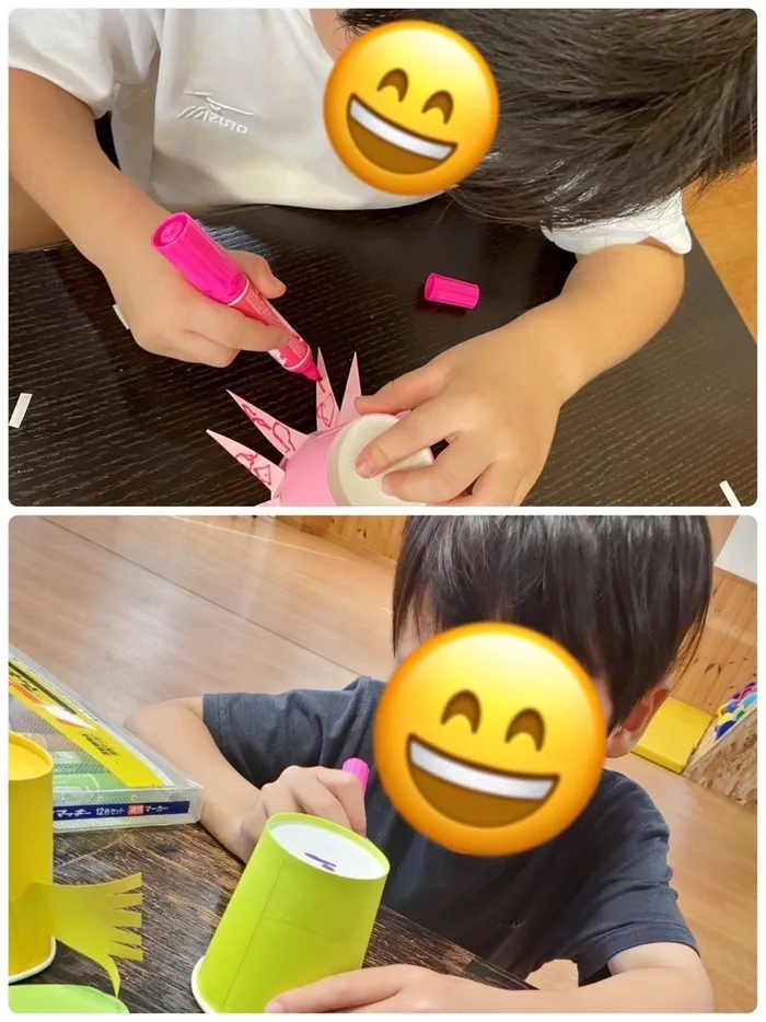 きりんのあくび　kids　ふせ/7月の制作ー①🐟🐙