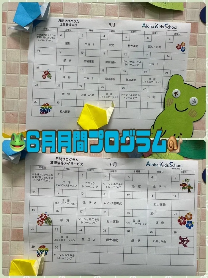 千葉県指定事業所　ALOHA KIDS SCHOOL南流山/🌺児童発達支援・放課後等デイサービス🌺　月間プログラム