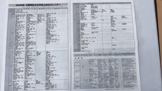 ＬＤ教育専門講師チームによる学習・進学・受験指導！ファーストクラス 久米田教室/私立中学校入試日カレンダー