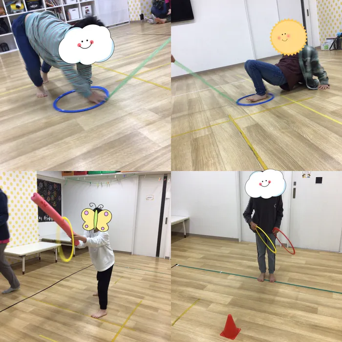 キッズフロンティアⅢ番館/輪っかを使って運動をしよう🐸