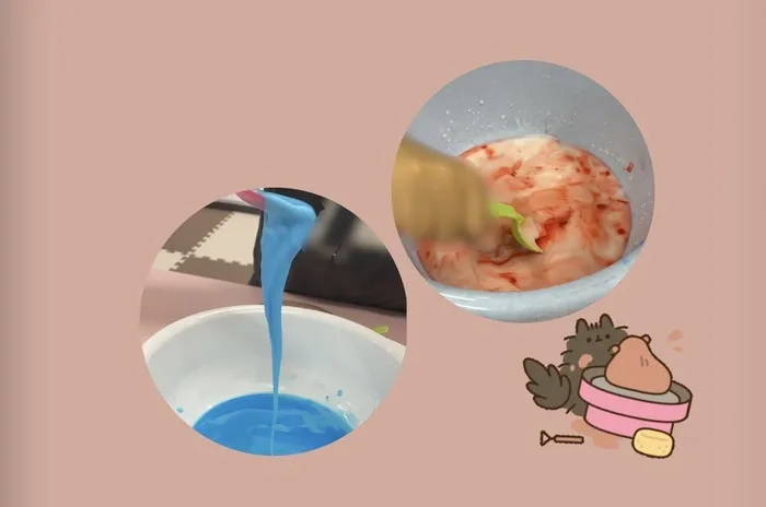 アイダージュニアさいたま中央教室/片栗粉粘土🔴🔵