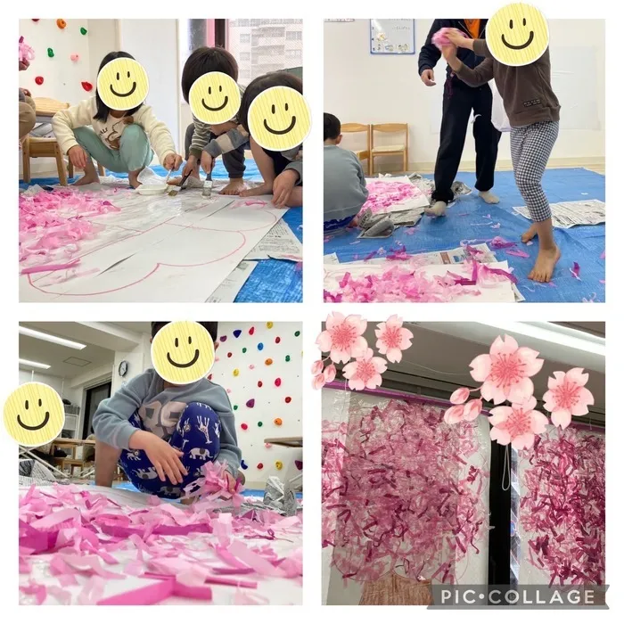 ヨリドコロ横浜東神奈川/3月13日　桜の木壁面作り🌸