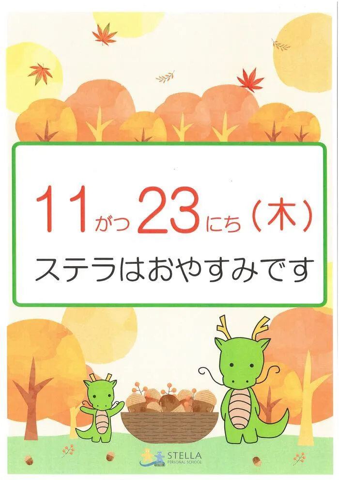 ステラ幼児教室・名駅東校 (児童発達支援)/11月のお休み