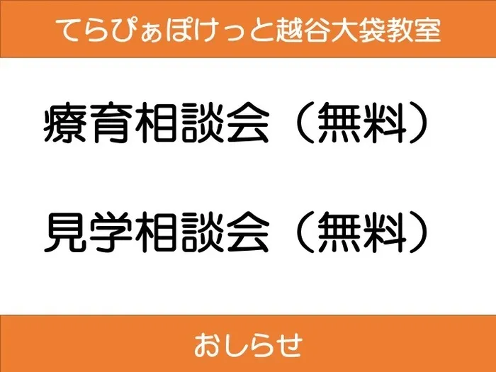 てらぴぁぽけっと　越谷大袋教室/【療育相談会のお知らせ】