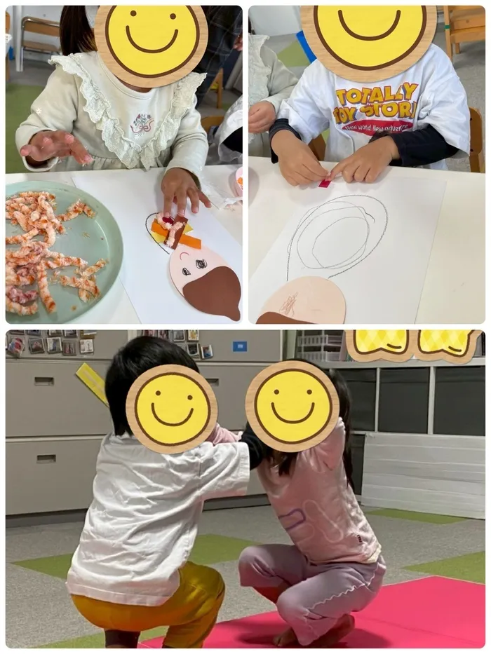 ハッピースマイル北堀江～音楽を主体とした児童発達支援・学習特化型放課後等デイサービス～/児童発達支援　みのむし制作としゃがみ相撲🐛