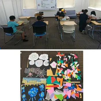 こすもすカレッジジュニア新松戸教室/8月の壁面づくり