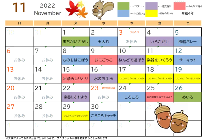 ブロッサムジュニア　南草津教室/11月集団療育プログラム