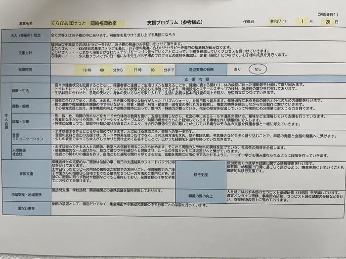 てらぴぁぽけっと岡崎福岡教室/てらぴぁぽけっとの支援プログラムについて