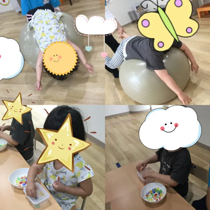 キッズフロンティアⅤ番館/😄プール＆バランスボール＆指先の活動👍