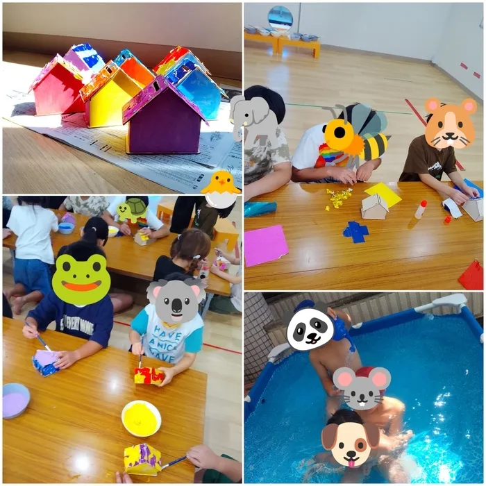 キッズフロンティアⅤ番館/貯金箱の制作⭐️/プール🌊