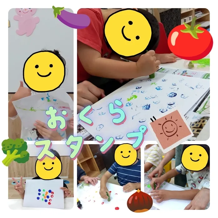 ブロッサムジュニア　津田沼教室/どんな形になるかな⁉️おくらスタンプ💚🌿