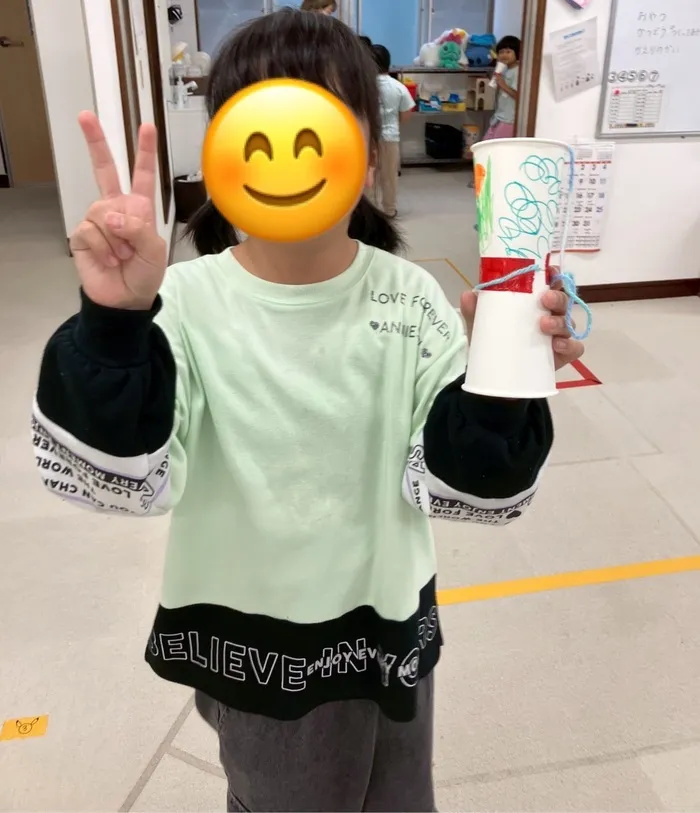放課後等デイサービスキラキラ上台/手作りけん玉入った〜‼️