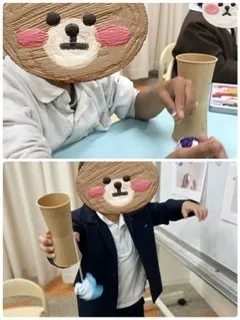 ハッピースマイル南堀江～音楽を主体とした児童発達支援・放課後等デイサービス～/放デイ　紙コップけん玉制作😊
