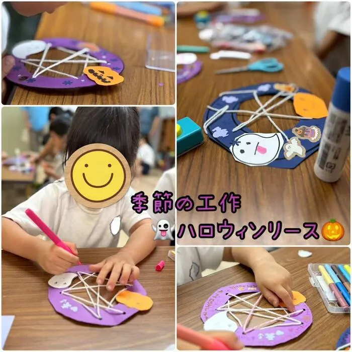 放課後等デイサービス　てらぴぁぽけっと多治見教室/季節の工作～ハロウィンリース～