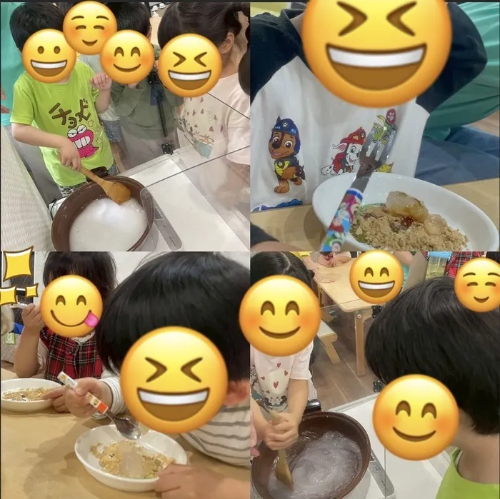 児童発達支援くらっぴ/片栗粉で感触遊び、わらびもち作り