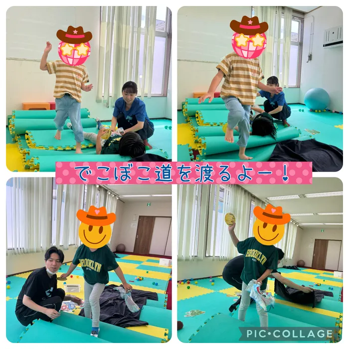 スパークランド仙台宮城野/でこぼこ道を渡る「でこぼこ道アスレチック」を行いました❗️