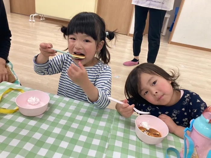  【こぱんはうすさくら川崎大島教室】午前中の未就園児と就園児の土日に空きあります。/ホットケーキ♫