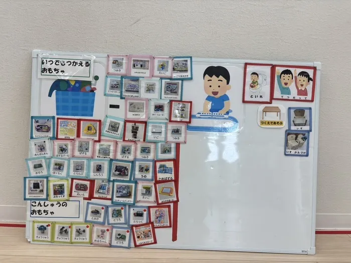 言葉を引き出す工夫が施設内にはたくさんあります。
