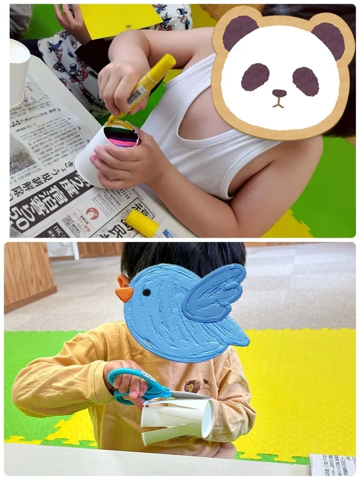 わくわく子供ひろば安積/紙コップでUFOキャッチャー作り🛸✨️