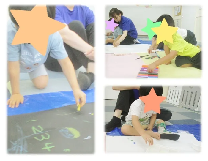 あそび王国　野田本部事業所	/大きな画用紙でお絵かき🖍