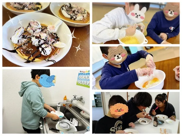 放課後等デイサービスぽかぽか岡宮/ホットケーキ作り🥣✨