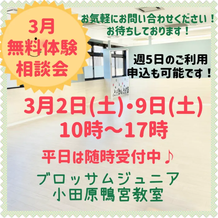  ブロッサムジュニア　小田原鴨宮教室/3月の無料体験相談会　開催！！