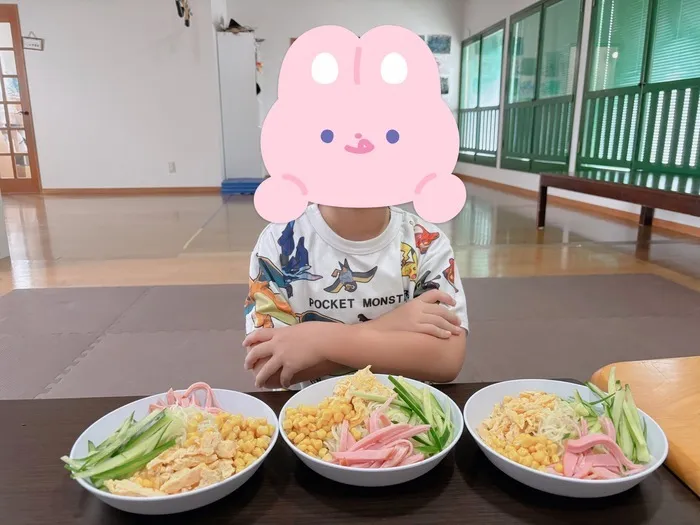 放課後等デイサービスぽかぽか清水町/冷やし中華を使ったよ🎐