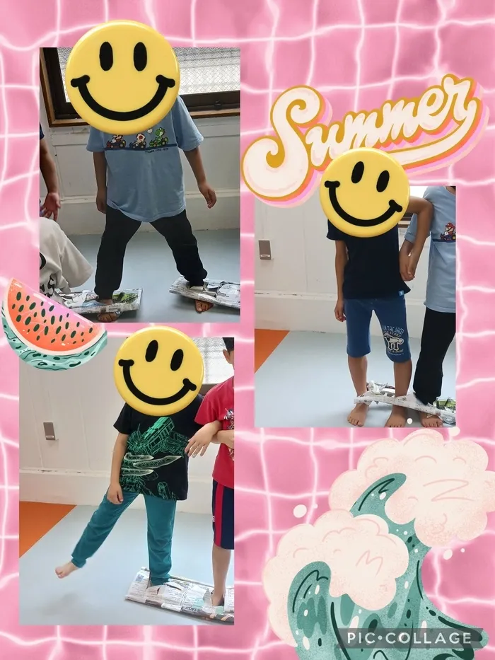 放課後等デイサービス　はれやか/SST コミュニケーション　新聞紙２人３脚👣