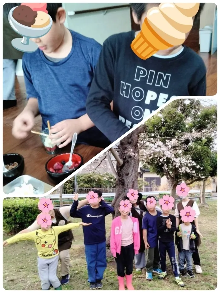 こどもみらいひろば　リスキッズ　稲毛教室/🌸🍨手作りアイス作り＆お花見散歩