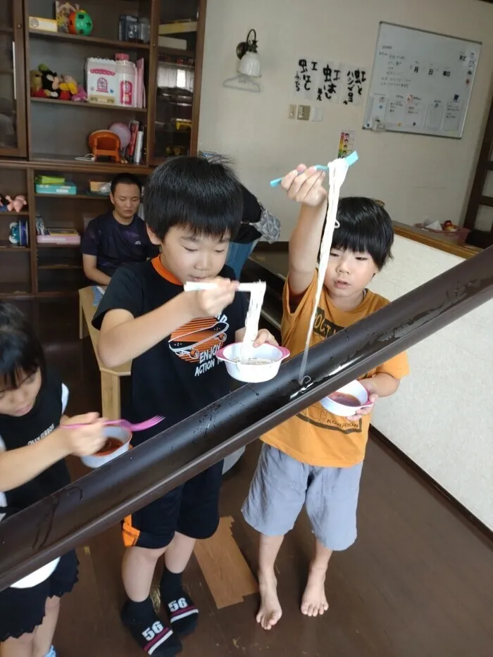 虹とハシビロコウ/楽しかったよ！　流しそうめん😆