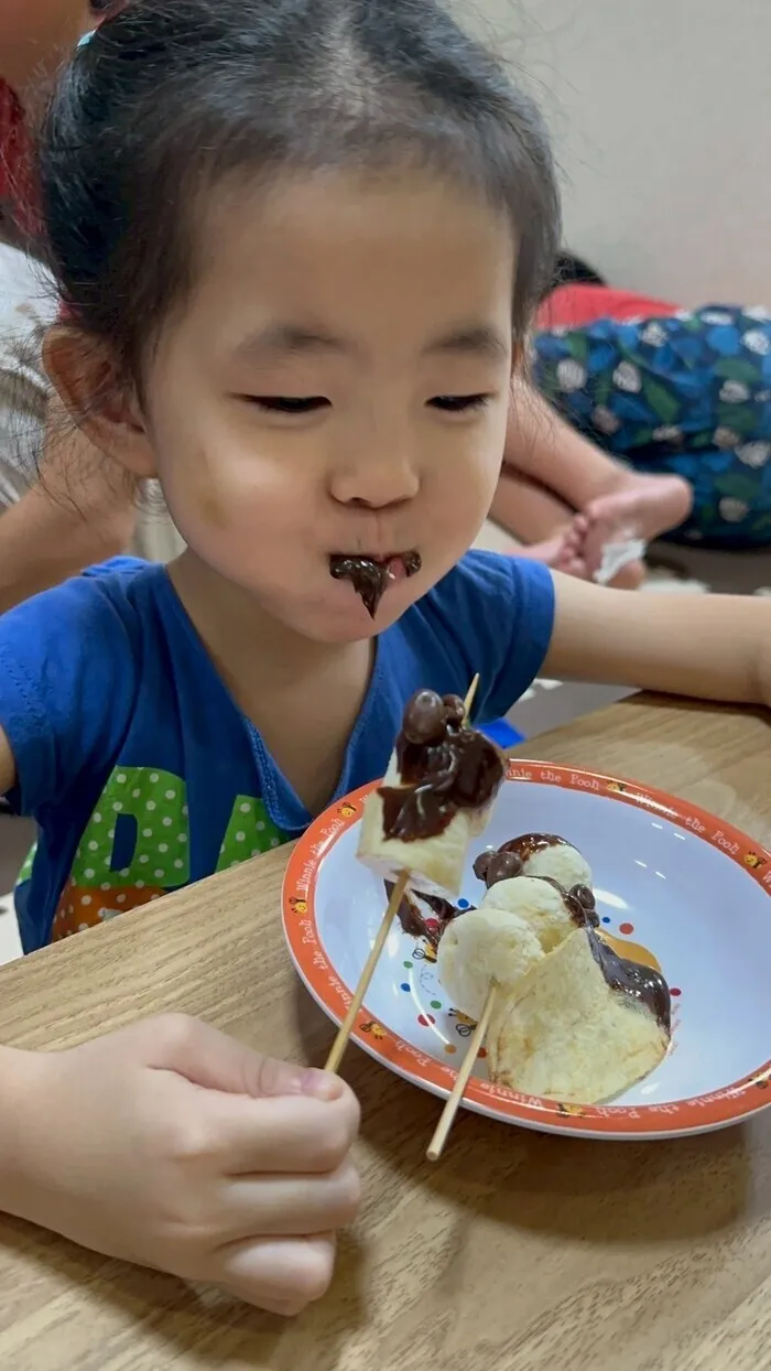 虹とハシビロコウ/楽しかったよ！　チョコレートフォンデュ♪