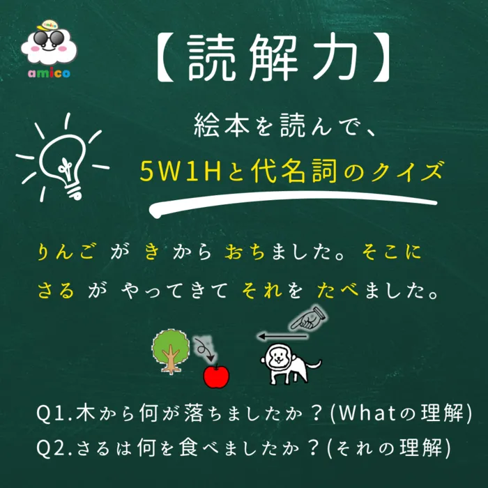 amico玉造教室（個別ー自発・放デイ）（知育・言語・就学準備・学習支援）/【読解力】おうち学習