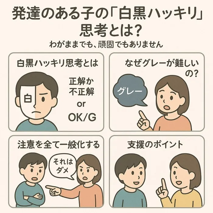 かみか企画 (個別、小集団、オーダーメイド療育、行き渋り・不登校支援)/白黒はっきり