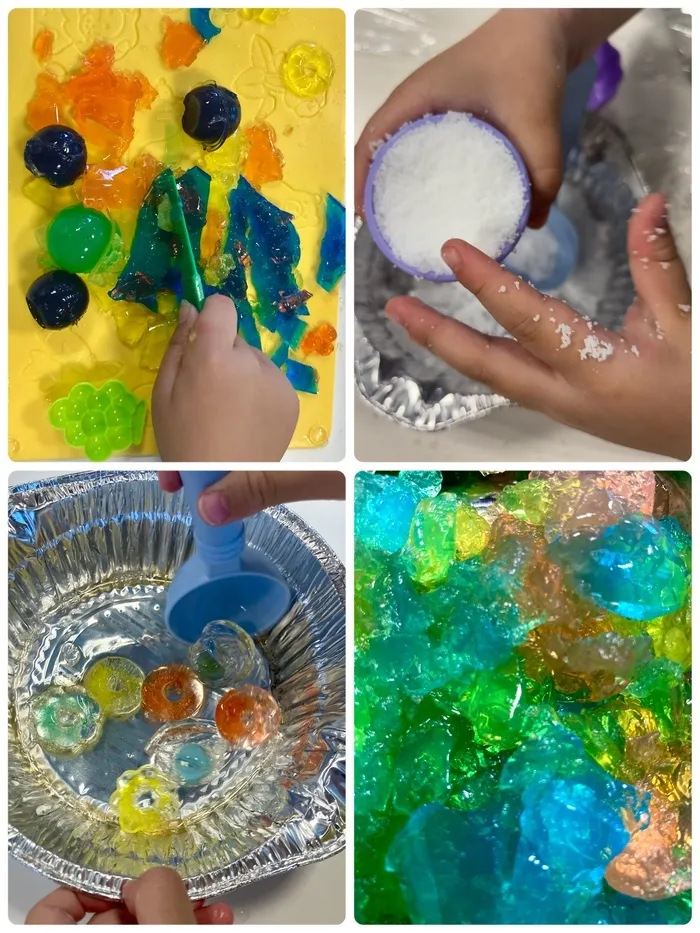 手先の発達を促す感触遊びを毎月取り入れています。