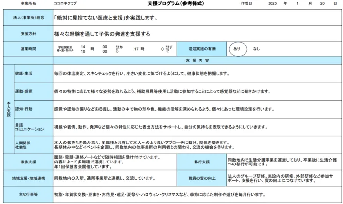 ココロネクラブ/プログラム内容