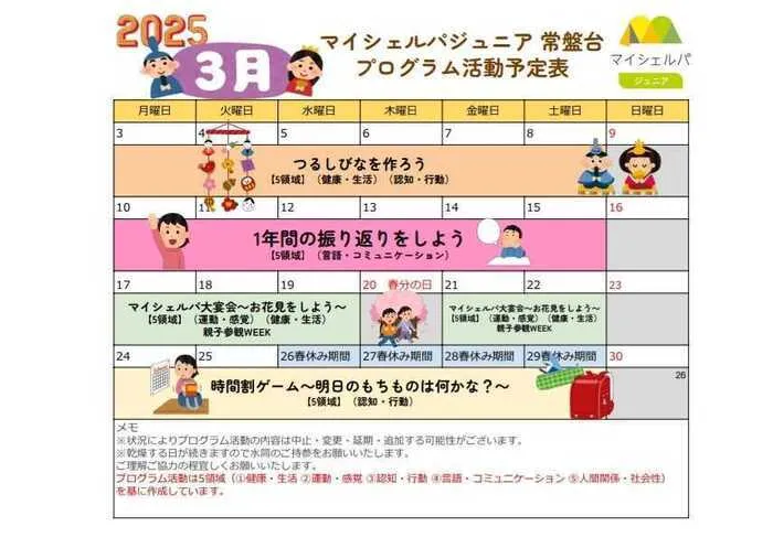 マイシェルパジュニア　常盤台/３月のプログラム活動のご紹介