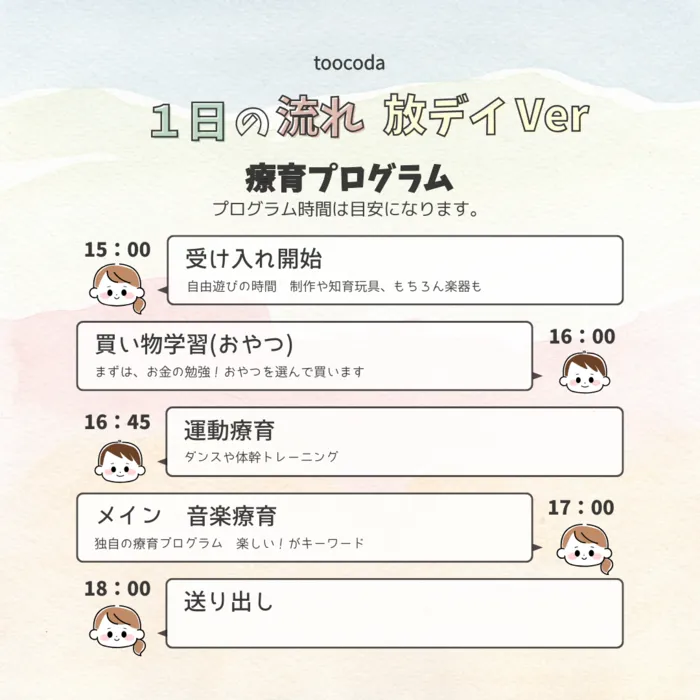 【令和7年2月オープン！】toocoda 音楽療育特化型 児発・放デイ/1日の流れ⭐️放デイVer