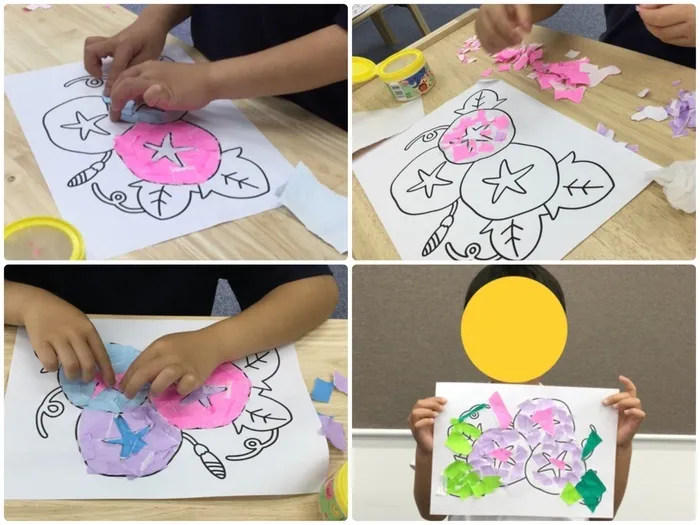 Wapi穴川/朝顔のちぎり絵に挑戦！
