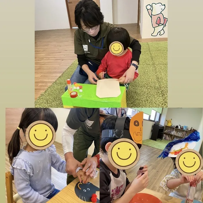 児童発達支援・放課後等デイサービス えほんの木 base. 相川/お面を作ったよ！