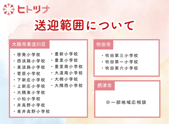 児童発達支援・放課後等デイサービス ヒトツナ上新庄教室★送迎あり／空きあり/送迎範囲🚙