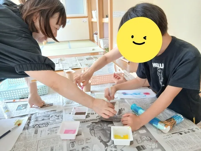 放課後等デイサービス　ココカラLIFE泉中央教室/絵具あそび🎨