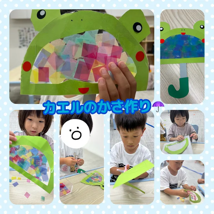児童発達支援　COLLE COLOR +/カエルのかさ作り☂️