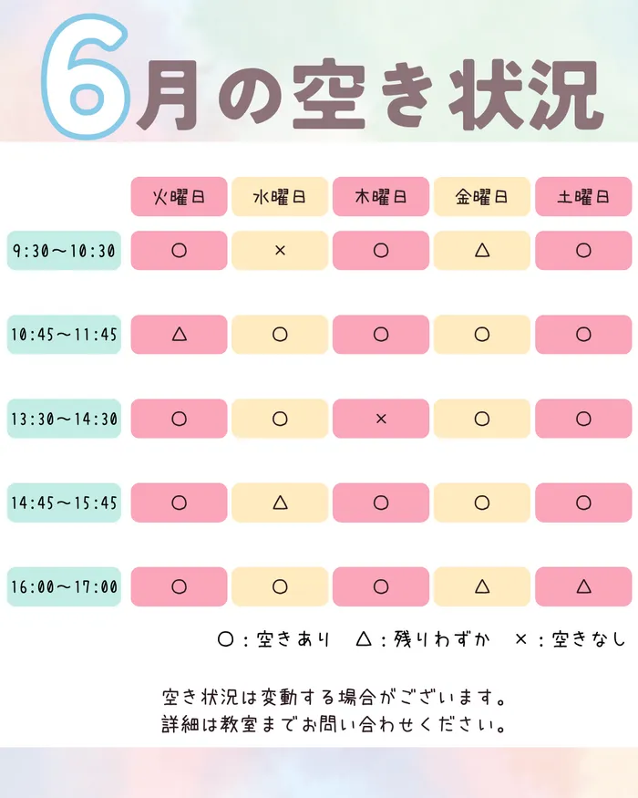 【土曜日空き枠アリ！】児童発達支援事業所　くるぅと西千葉校/【6月☔】空き状況のお知らせ・最新版