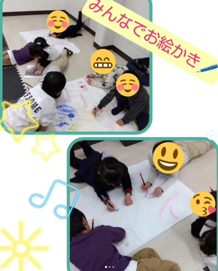 One step smile 横須賀・三春教室/【模造紙にお絵かき🖍️】